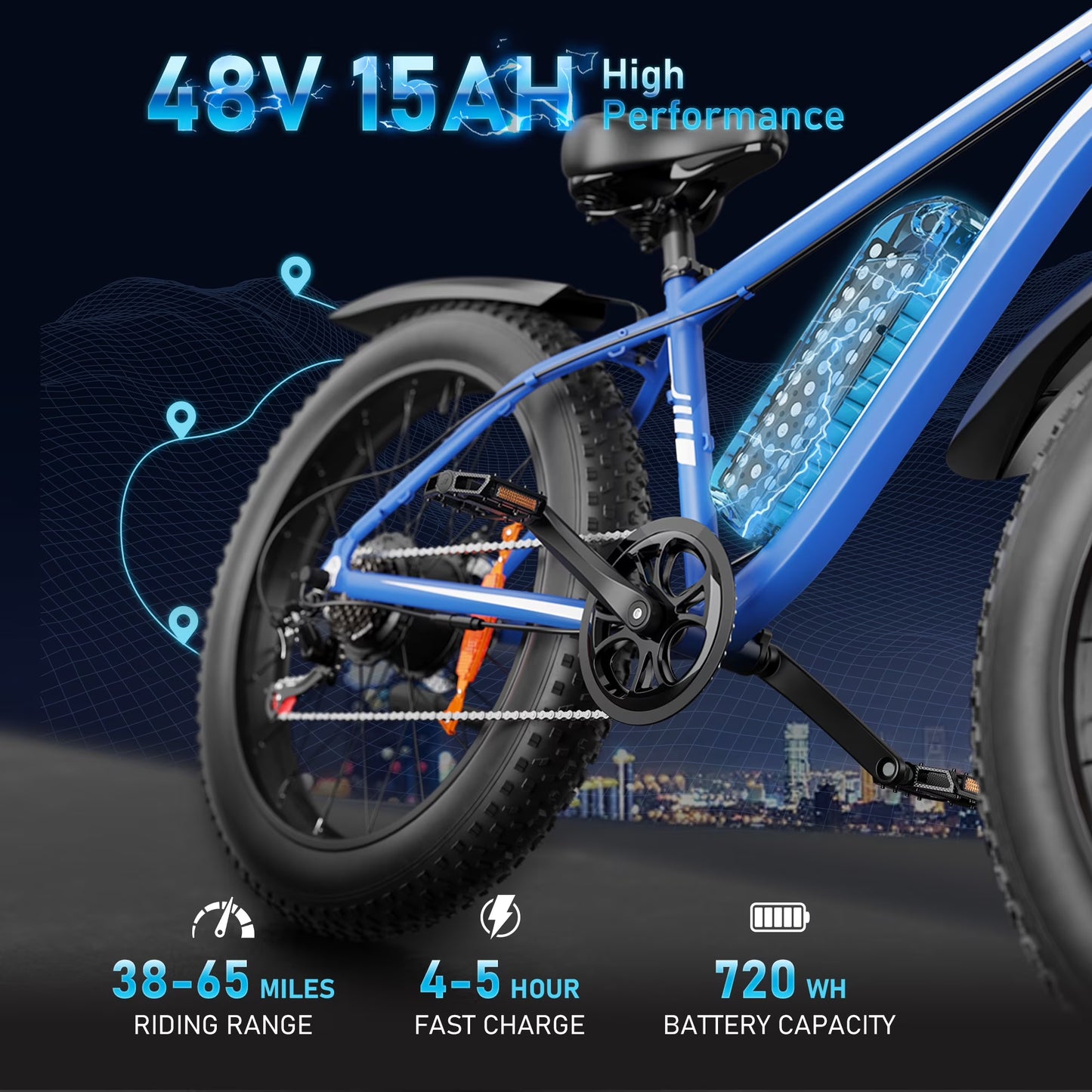 EB26 Electric Bike for Adults Set of 2, 26" Fat Tire E-Mountain Bicycle, 1000W 48V 15Ah 7-Speed Ebike UL2849