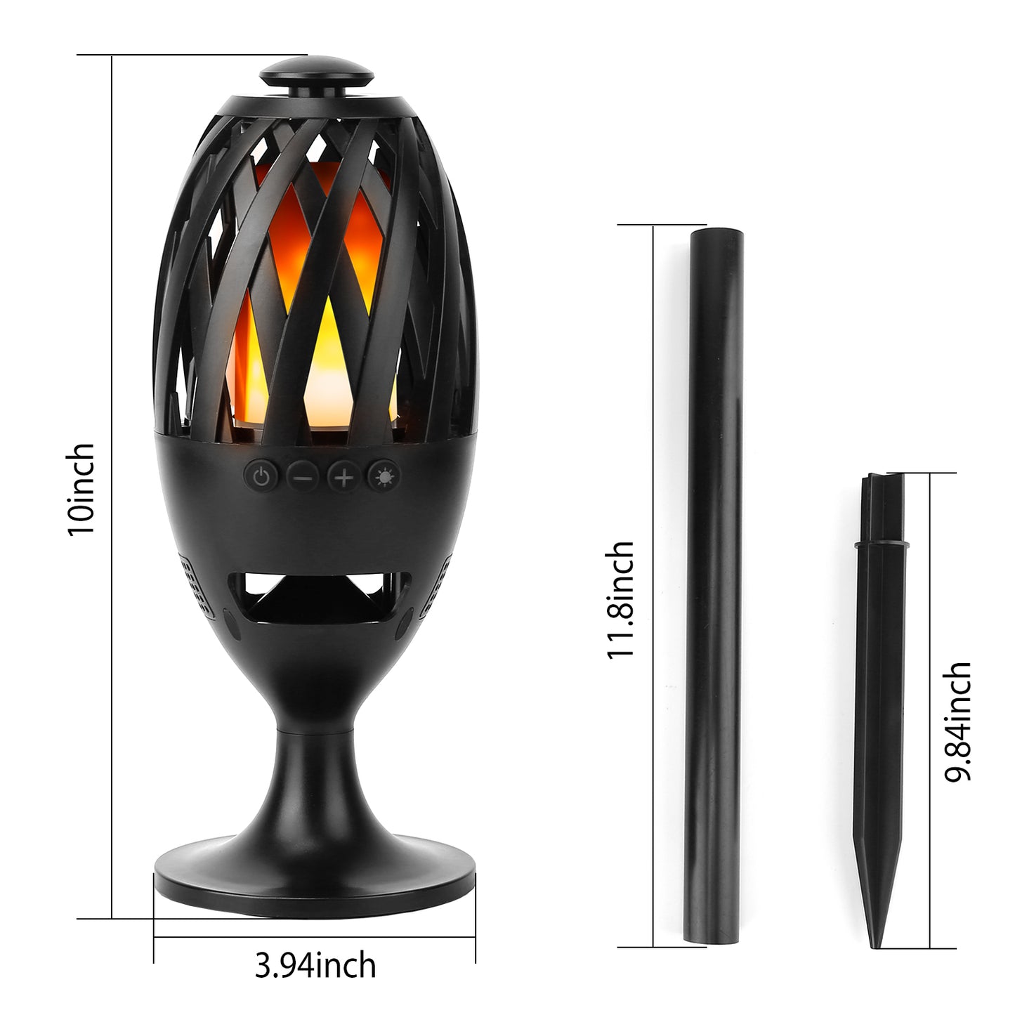 1Pc LED Flame Speakers Torch Wireless Speaker Waterproof Stereo Bass Speaker Outdoor Light-Up Speaker Atmosphere LED Flickers Night Light Patio Stake Lights Lantern for Party Camping