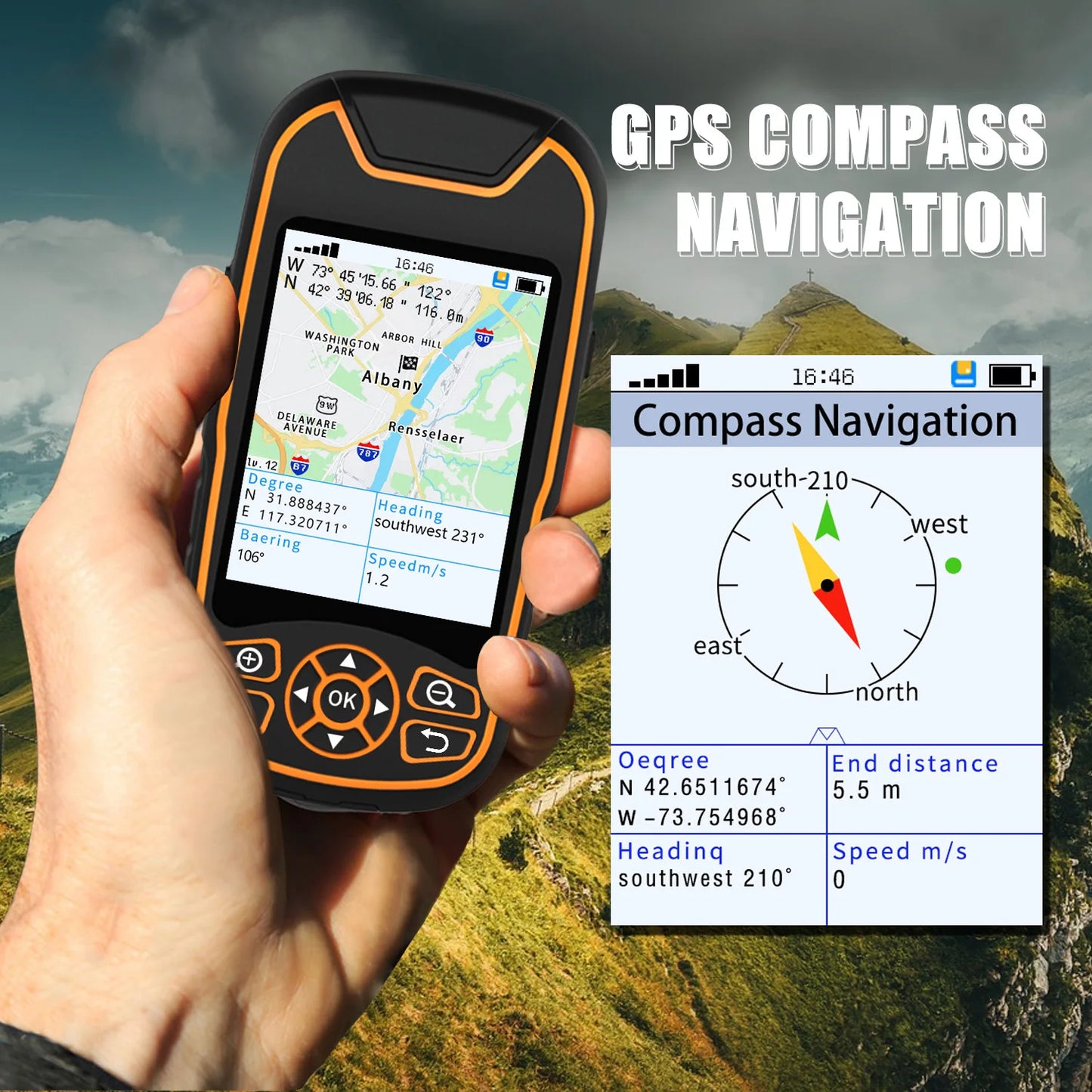 High Precision COORDINATE COLLECTION SATELLITE MAP GPS COMPASS SATELLITE POSIT Handheld GPS for Camping & Hiking & Exploration