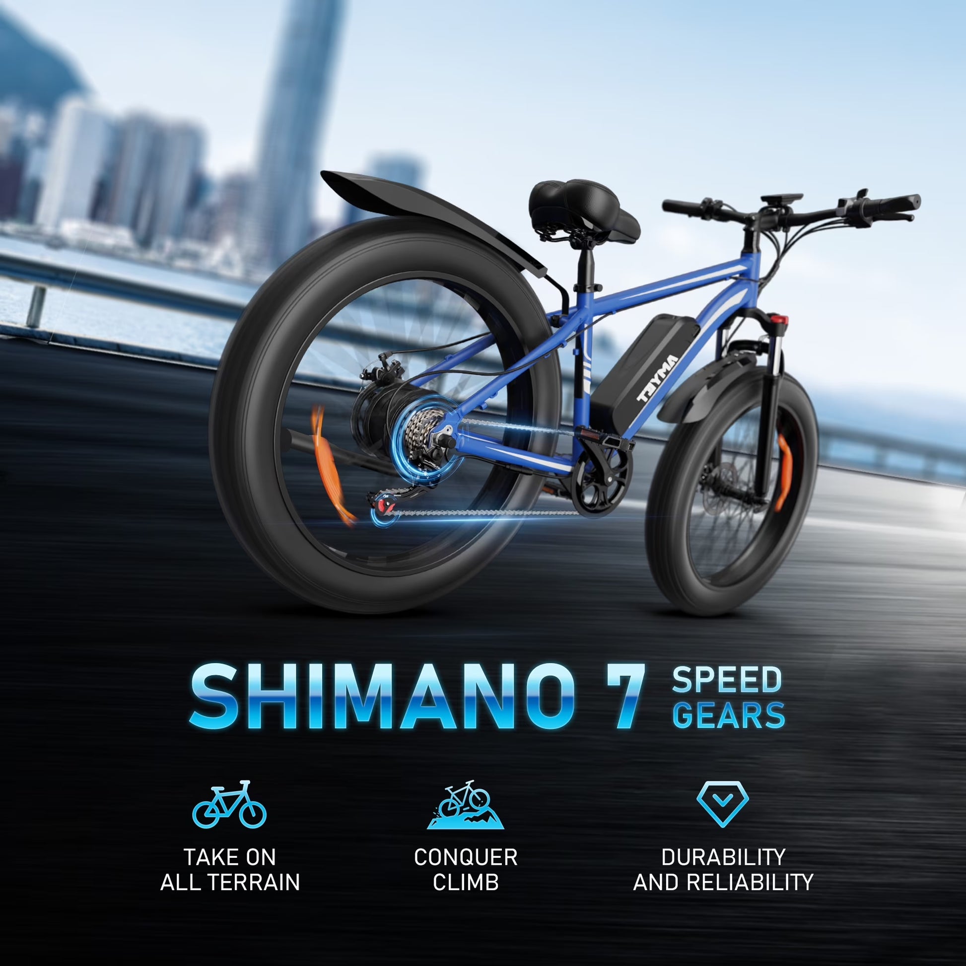 EB26 Electric Bike for Adults Set of 2, 26" Fat Tire E-Mountain Bicycle, 1000W 48V 15Ah 7-Speed Ebike UL2849