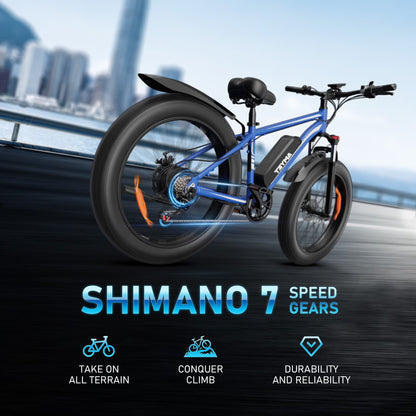 EB26 Electric Bike for Adults Set of 2, 26" Fat Tire E-Mountain Bicycle, 1000W 48V 15Ah 7-Speed Ebike UL2849
