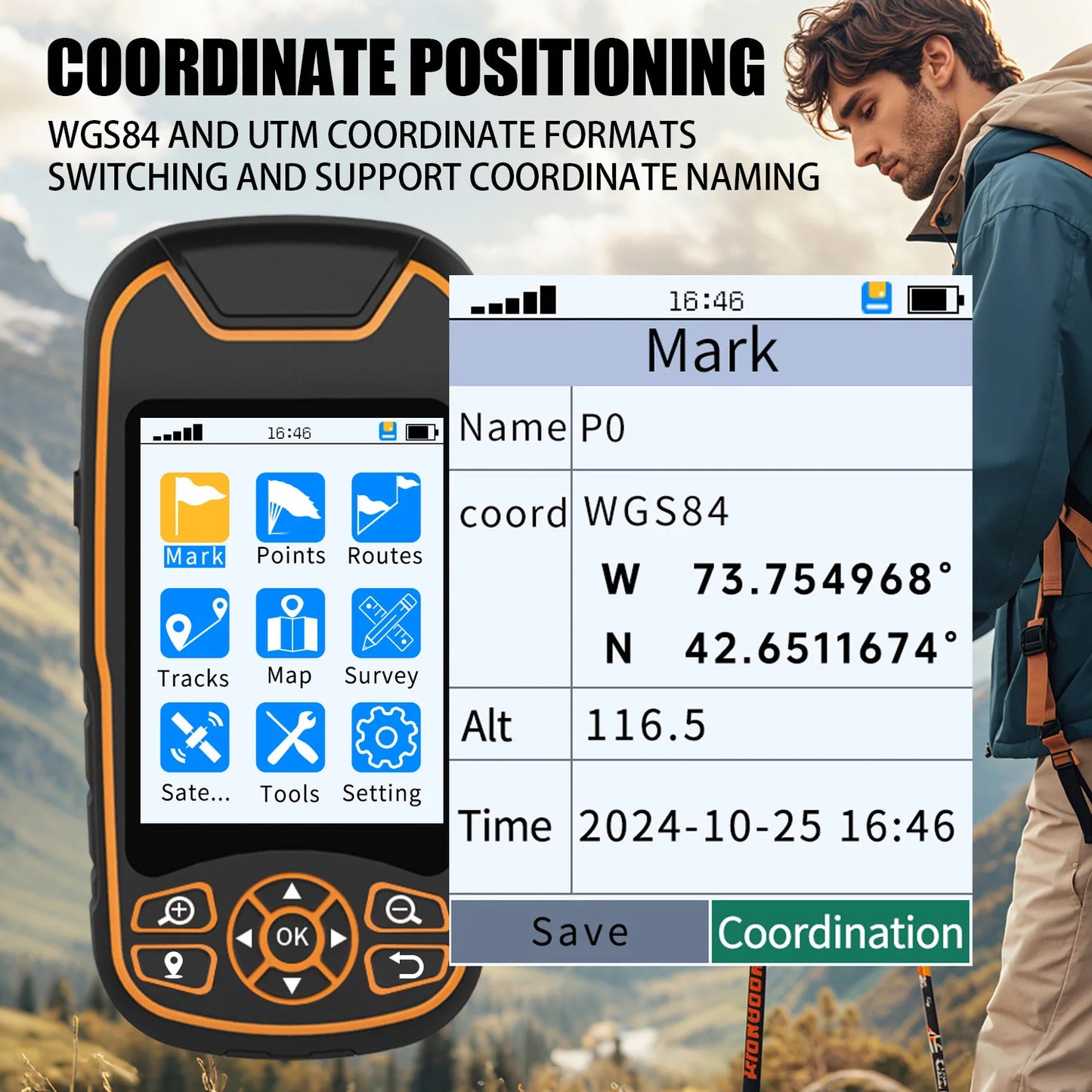 High Precision COORDINATE COLLECTION SATELLITE MAP GPS COMPASS SATELLITE POSIT Handheld GPS for Camping & Hiking & Exploration