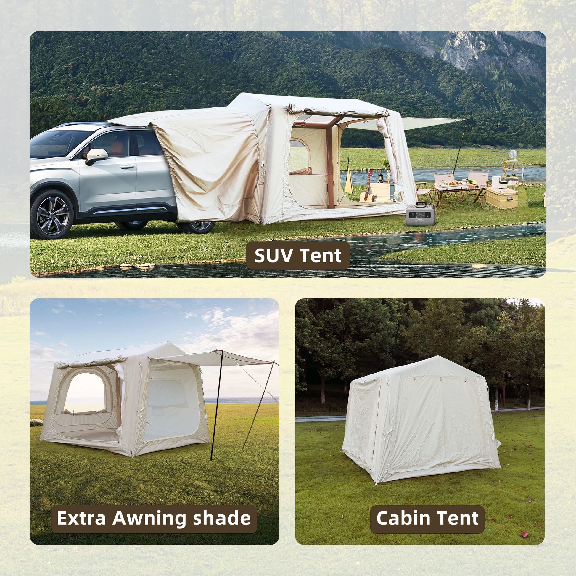 Inflatable Tents for Camping,Suv Tent , Easy Setup Inflatabletent 4 Season Tent, Waterproof Oxford Air Glamping Tents for Camping Adult 4/6/8 Person