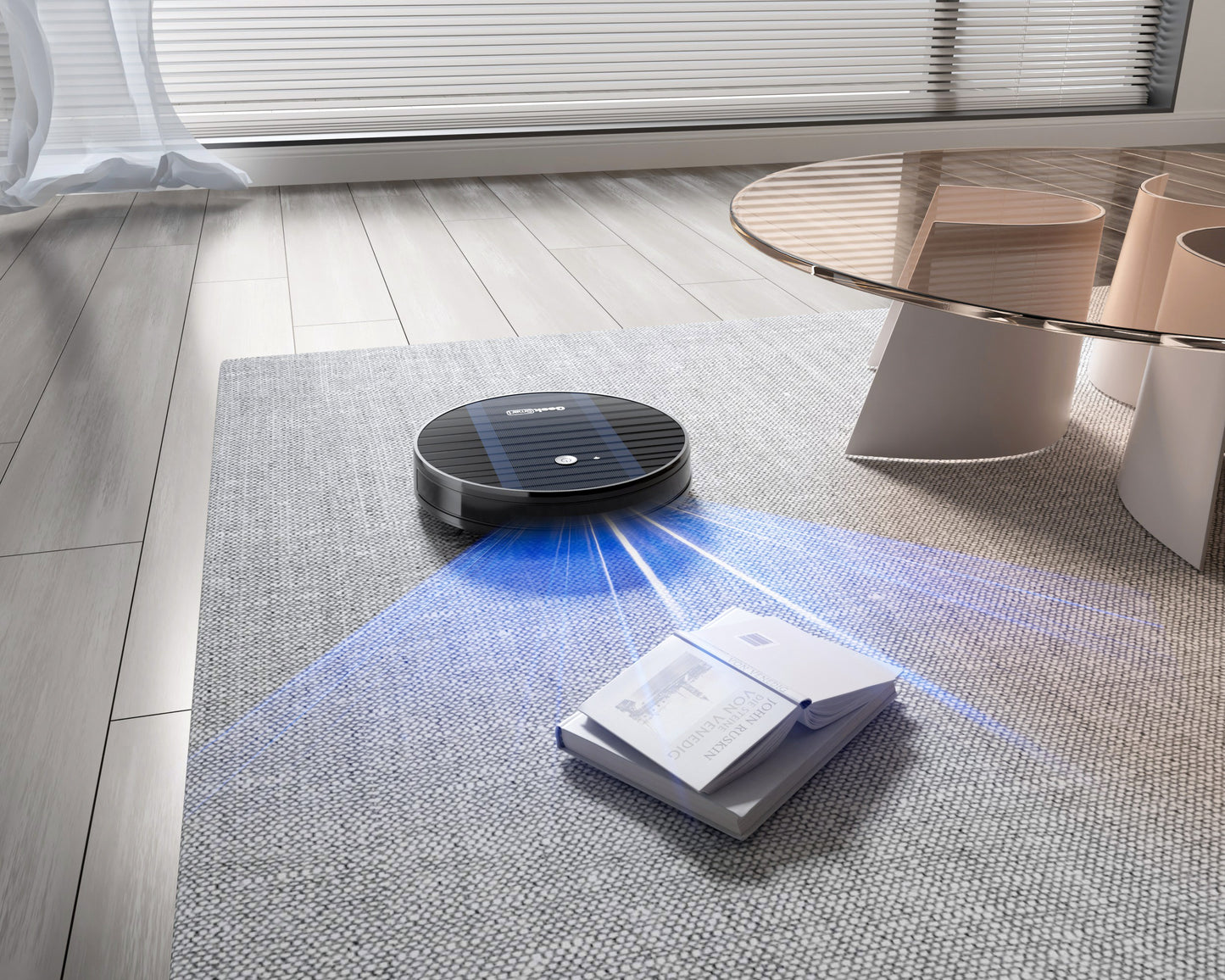 Geek Smart Robot Vacuum Cleaner G6 Plus, Ultra-Thin, 1800Pa Strong Suction, Automatic Self-Charging, Wi-Fi Connectivity, App Control, Custom Cleaning, Great for Hard Floors to Carpets.Ban on Amazon