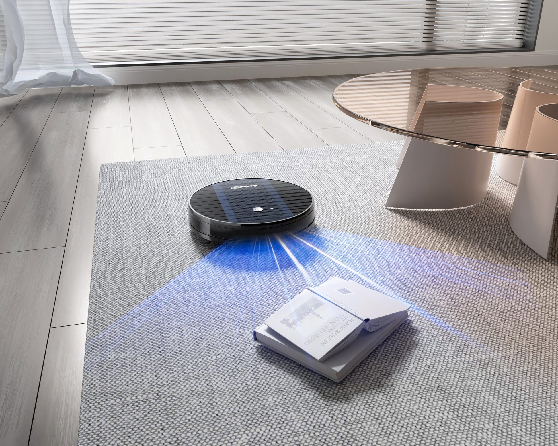 Geek Smart Robot Vacuum Cleaner G6 Plus, Ultra-Thin, 1800Pa Strong Suction, Automatic Self-Charging, Wi-Fi Connectivity, App Control, Custom Cleaning, Great for Hard Floors to Carpets.Ban on Amazon