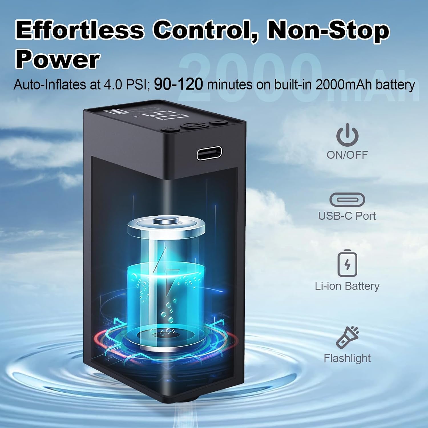 5-Gallon Portable Camping Shower with Battery Pump & Flashlight - Home Shower An
