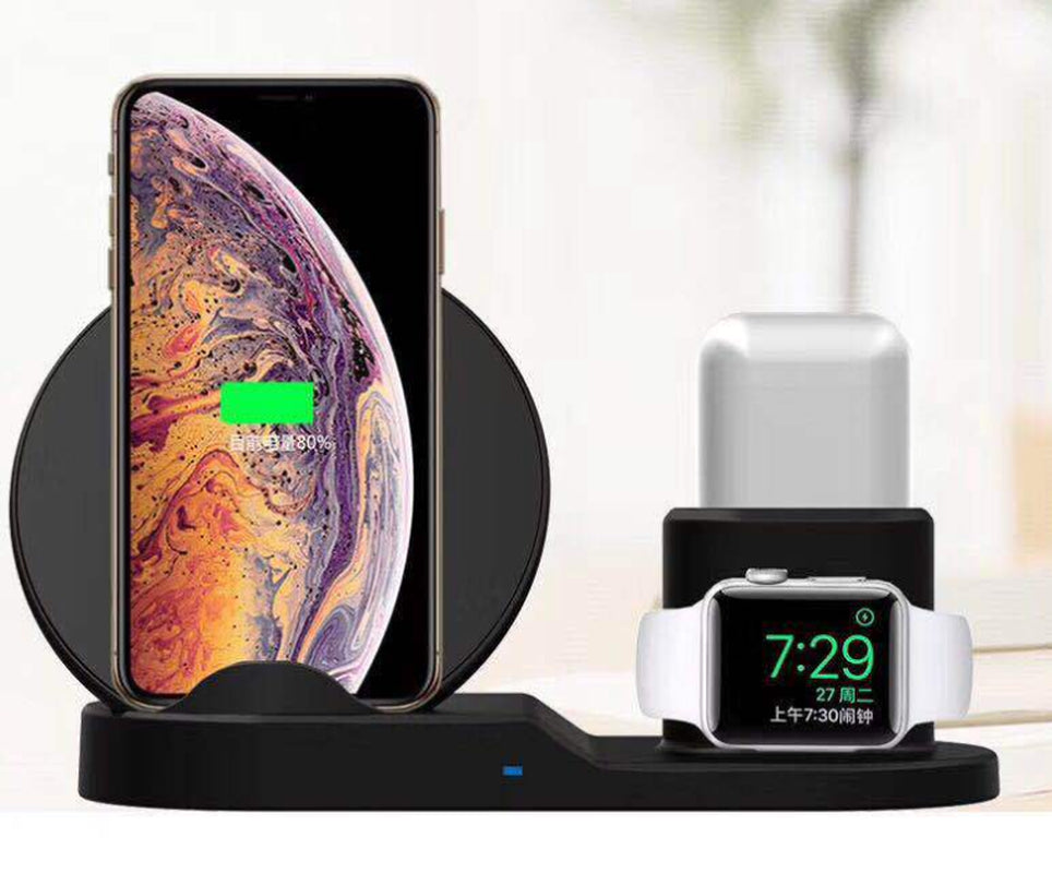 Wireless Charger Mobile Phone 3 in 1 Stand Watch Headphones