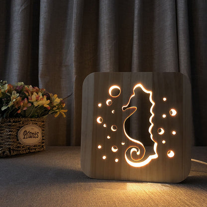Haima Small Night Wooden Crafts Table Lamp