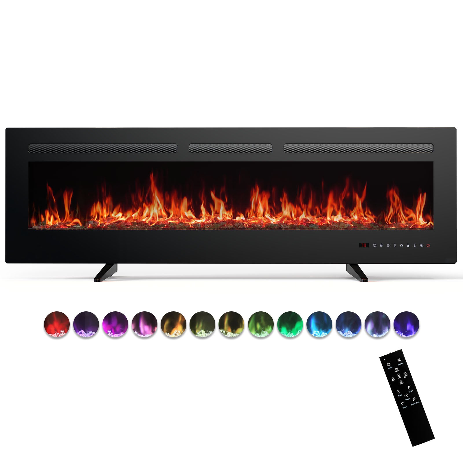 Electric Fireplace Heater with Remote Control