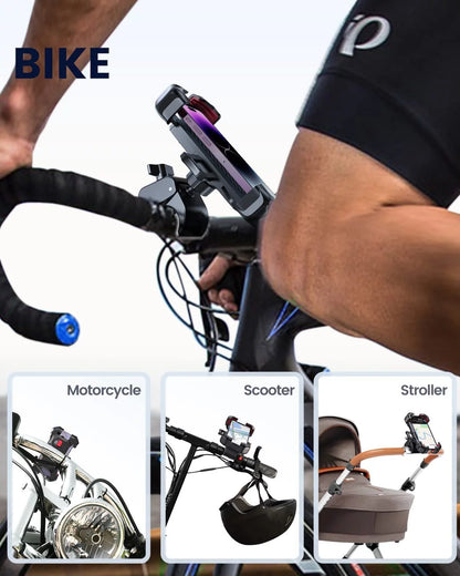 Motorcycle Phone Mount Bike Phone Holder, Auto Lock Adjustable Handlebar Phone Holder Mount for 4.7"-7" Cell Phones