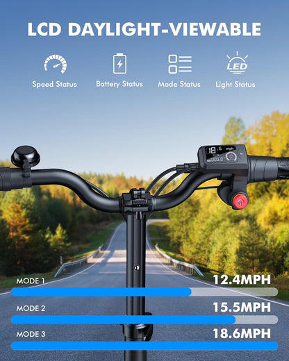Electric Scooter for Adults with Large Pet Basket – Dog-Friendly 550W Motor 19 MPH, 20 Mile Long Range, Foldable Commuter E-Scooter with Comfort Seat for Pets & Groceries