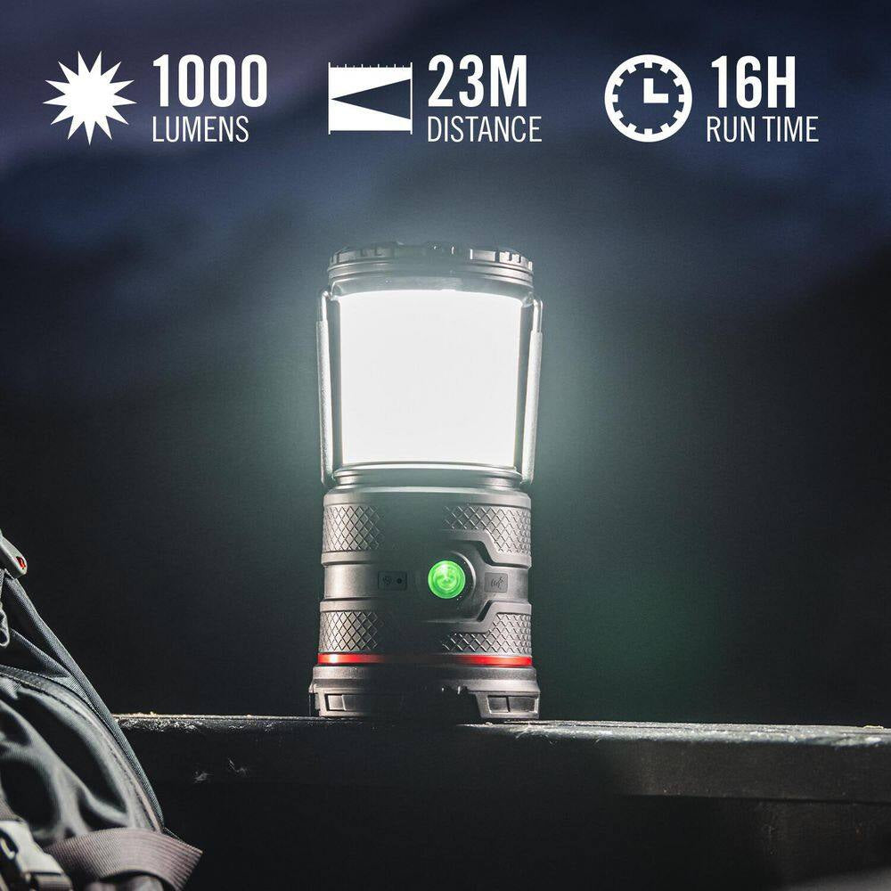 EAL35R 1000 Lumens Voice Activated Rechargeable Camping Lantern Flashlight, Black