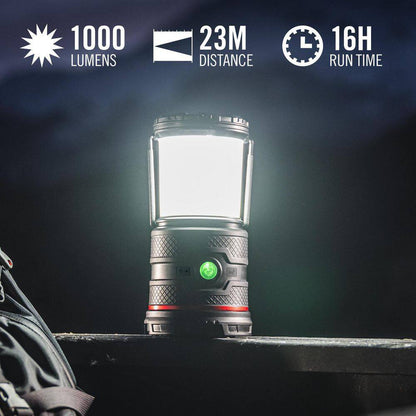 EAL35R 1000 Lumens Voice Activated Rechargeable Camping Lantern Flashlight, Black