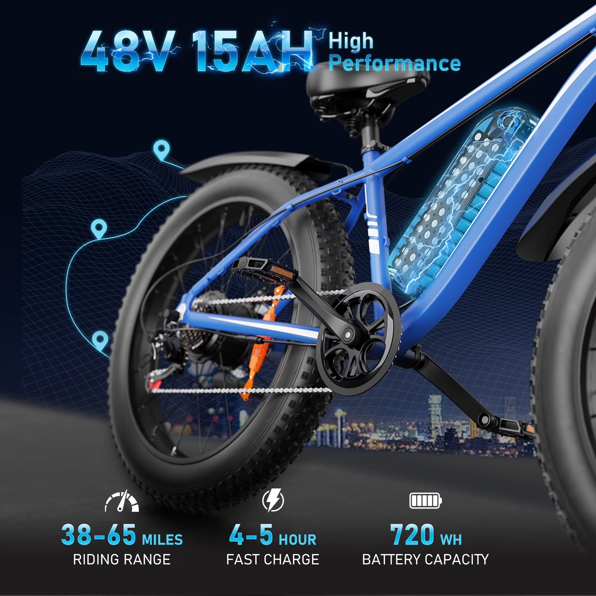 EB26 Electric Bike for Adults Set of 2, 26" Fat Tire E-Mountain Bicycle, 1000W 48V 15Ah 7-Speed Ebike UL2849