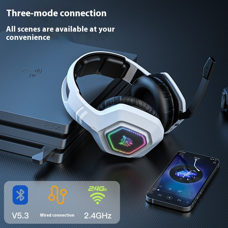 Wireless Gaming Headset Wearing Bluetooth 24G Headset RGB Luminous Headphones