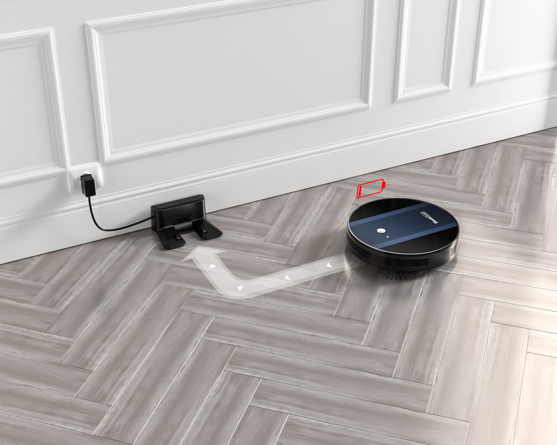 Geek Smart Robot Vacuum Cleaner G6 Plus, Ultra-Thin, 1800Pa Strong Suction, Automatic Self-Charging, Wi-Fi Connectivity, App Control, Custom Cleaning, Great for Hard Floors to Carpets.Ban on Amazon