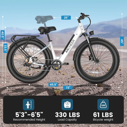 Electric Bike for Adults, 750W Ebike, 28MPH 60Miles Electric Mountain Bike, 26" Fat Tire Electric Bicycle with 48V 15AH Battery, Rear Rack, Lockable Suspension Fork,7 Speed, UL2849