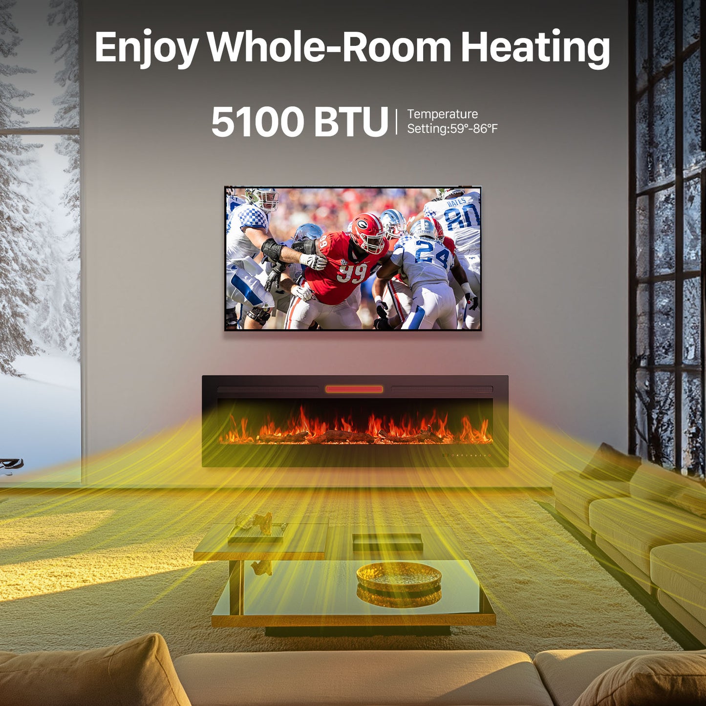 Electric Fireplace Heater with Remote Control