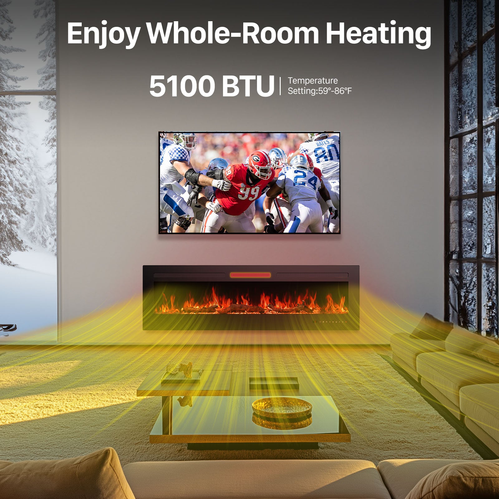Electric Fireplace Heater with Remote Control