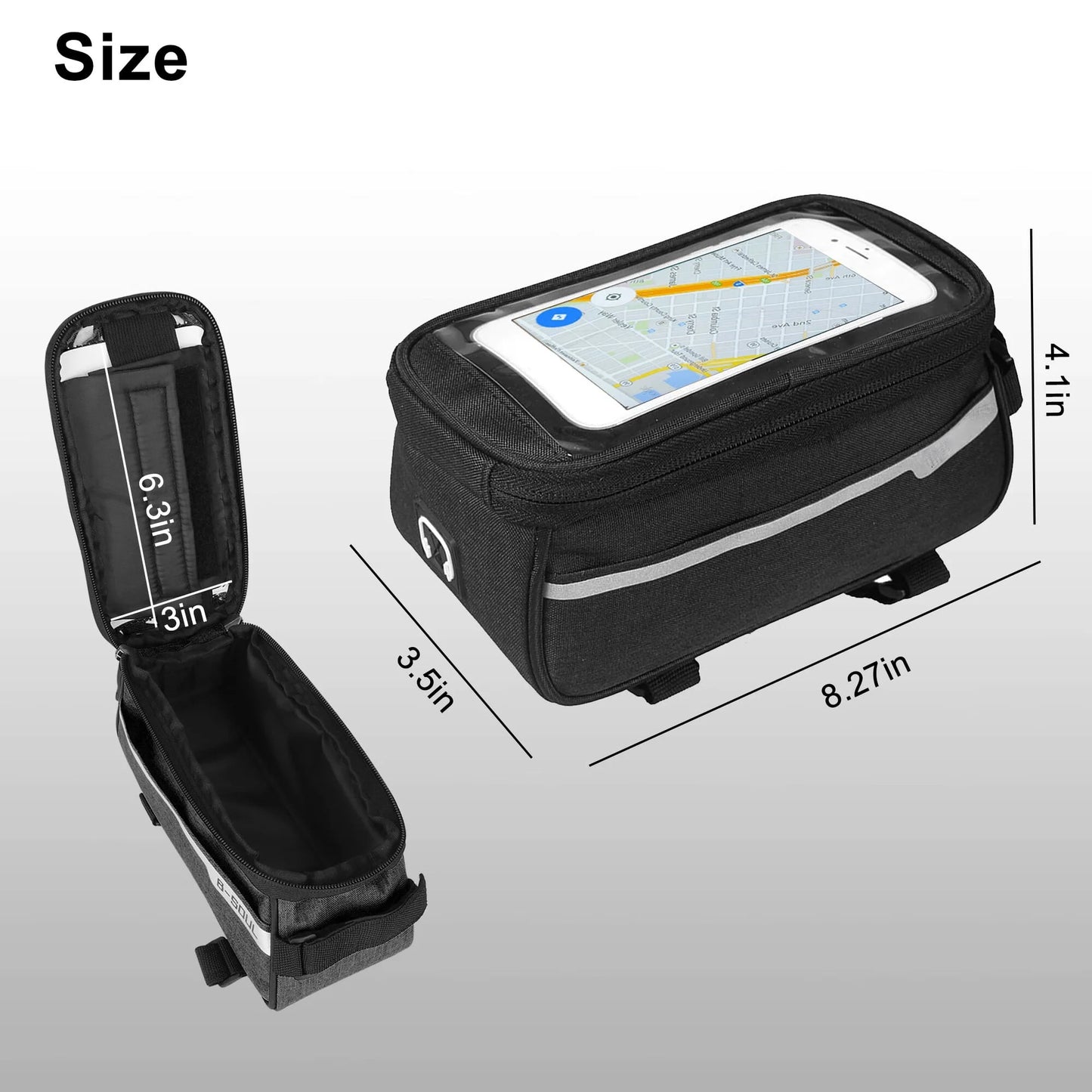 Bike Phone Holder Mount Bag, DISEN Cycle Front Frame Handlebar Storage Bag Waterproof with Sensitive Touch Screen