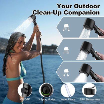 5-Gallon Portable Camping Shower with Battery Pump & Flashlight - Home Shower An