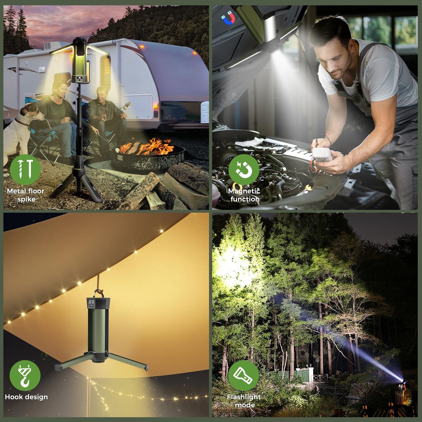 Dimmable Rechargeable Camping Light with Tripod & Carrying Bag - 2000 Lumen