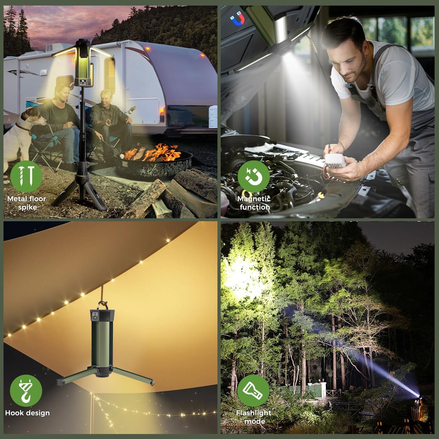 Dimmable Rechargeable Camping Light with Tripod & Carrying Bag - 2000 Lumen