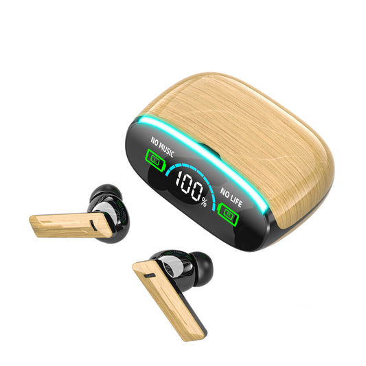 Wood Grain Wireless Sports In-Ear Noise-Canceling Low-Latency Bluetooth Headphones