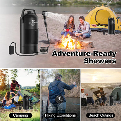 5-Gallon Portable Camping Shower with Battery Pump & Flashlight - Home Shower An