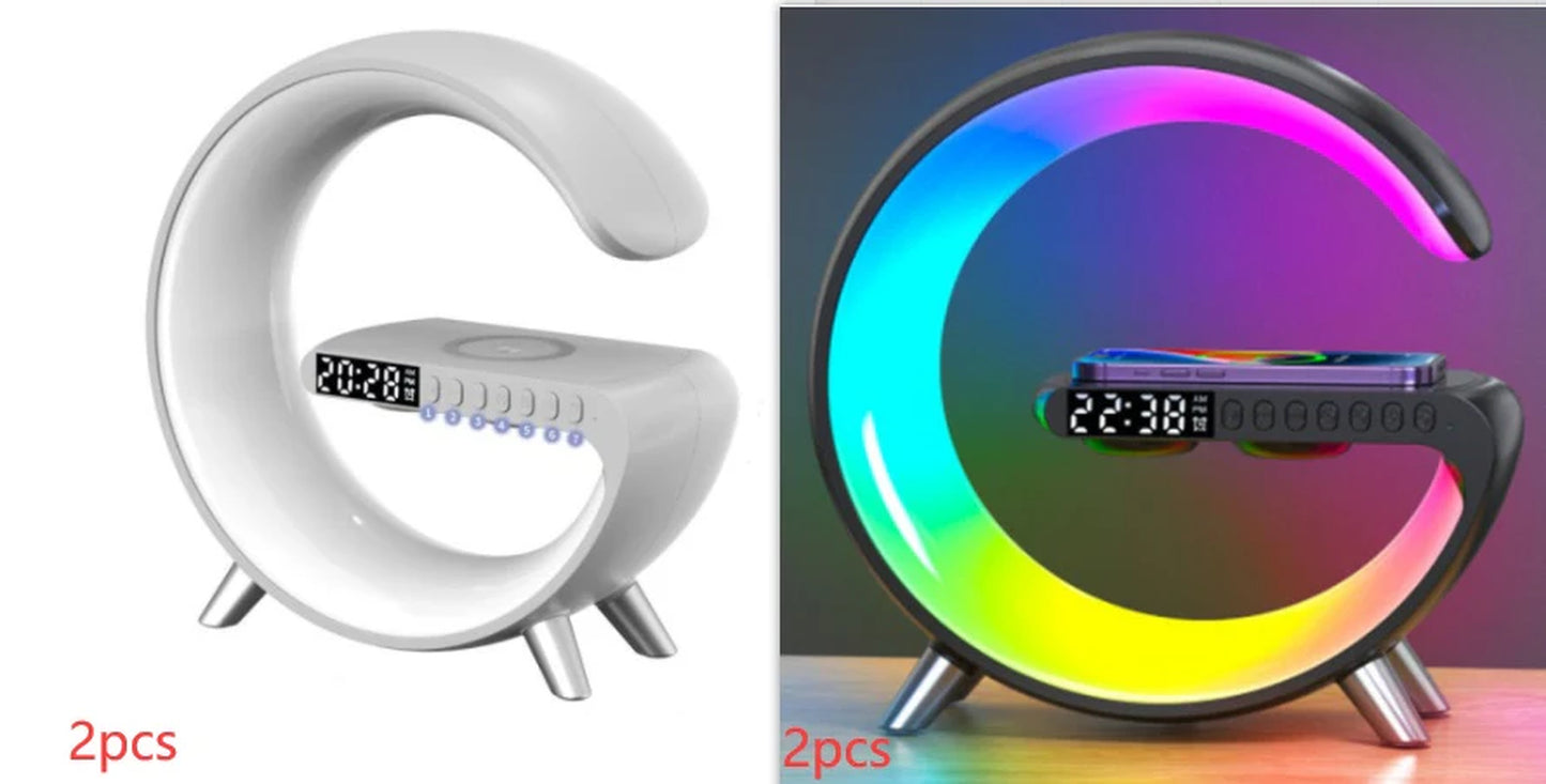 New Intelligent G Shaped LED Lamp Bluetooth Speake Wireless Charger Atmosphere Lamp App Control for Bedroom Home Decor