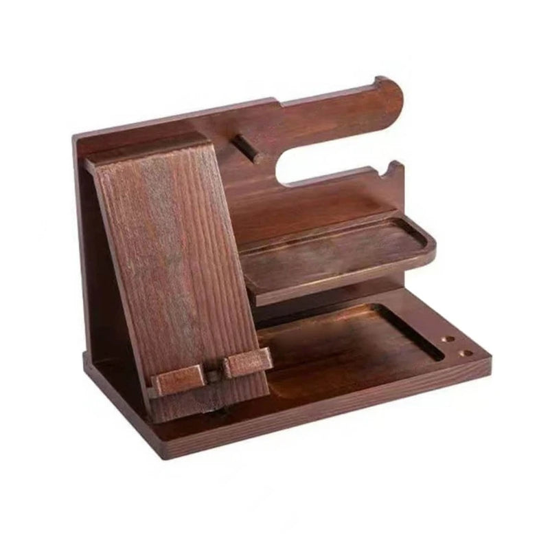 Wooden Bedside Wood Phone Docking Station Holder Wallet Stand Watch Storage Rack Valentines Multifunctional