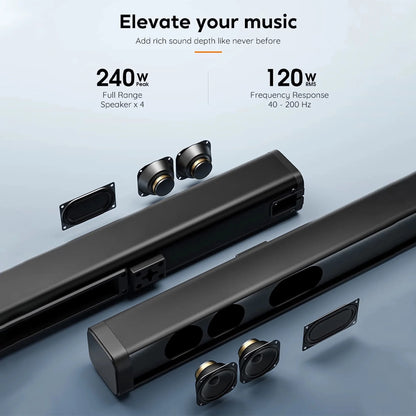 Soundbar with Subwoofer, 2.1 CH Separable Sound Bars for TV, Bluetooth/Hdmi-Arc/Aux/Opt 3D Surround Sound
