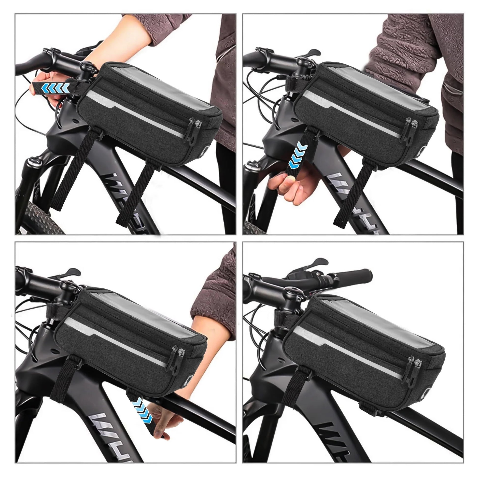 Bike Phone Holder Mount Bag, DISEN Cycle Front Frame Handlebar Storage Bag Waterproof with Sensitive Touch Screen