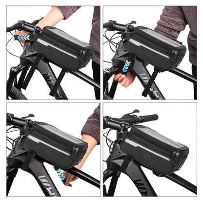Bike Phone Holder Mount Bag, DISEN Cycle Front Frame Handlebar Storage Bag Waterproof with Sensitive Touch Screen