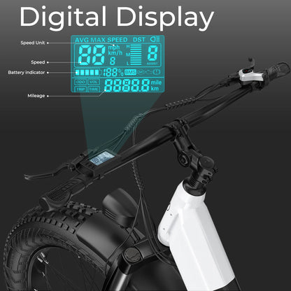 Electric Bike for Adults, 750W Ebike, 28MPH 60Miles Electric Mountain Bike, 26" Fat Tire Electric Bicycle with 48V 15AH Battery, Rear Rack, Lockable Suspension Fork,7 Speed, UL2849
