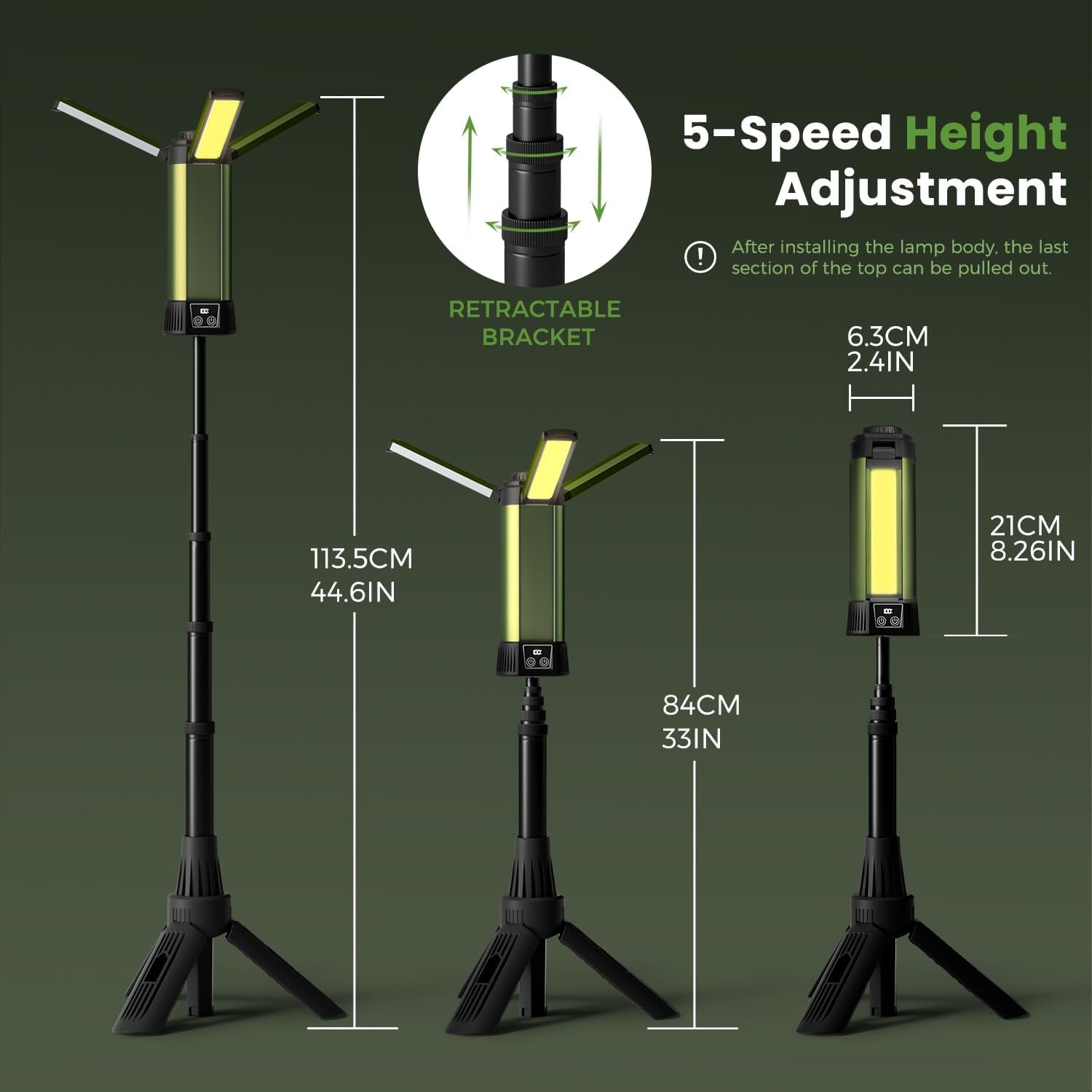 Dimmable Rechargeable Camping Light with Tripod & Carrying Bag - 2000 Lumen