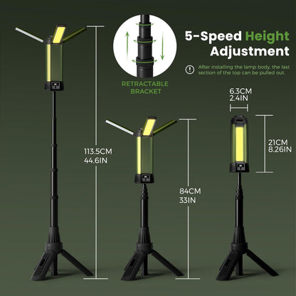 Dimmable Rechargeable Camping Light with Tripod & Carrying Bag - 2000 Lumen