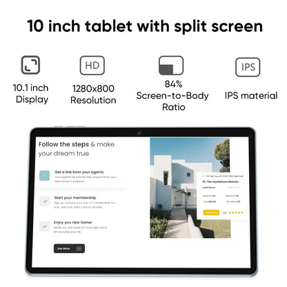 10 Inch Android 13 Tablet 4Gb RAM 64Gb ROM 1280*800 HD IPS Screen Tablets with 1.6Ghz 8-Core Processor SC7731E Unisoc 2MP + 8MP Dual Camera
