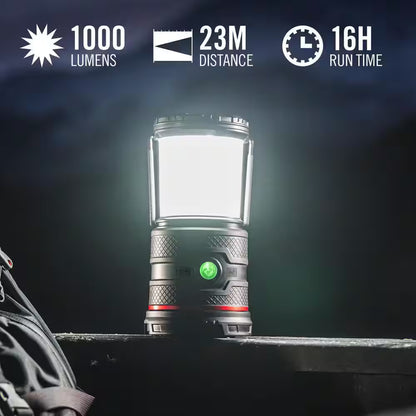 EAL35R 1000 Lumens Voice Activated Rechargeable Camping Lantern Flashlight, Black