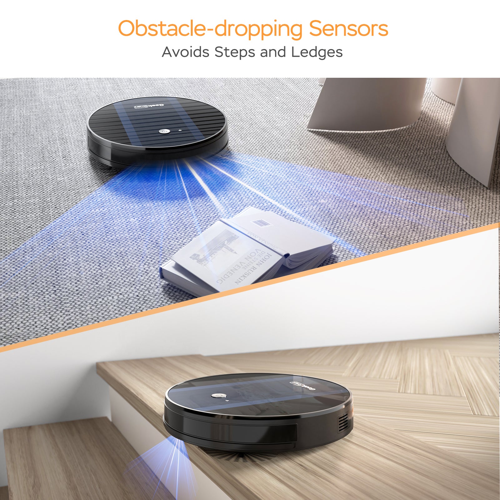 Geek Smart Robot Vacuum Cleaner G6 Plus, Ultra-Thin, 1800Pa Strong Suction, Automatic Self-Charging, Wi-Fi Connectivity, App Control, Custom Cleaning, Great for Hard Floors to Carpets.Ban on Amazon