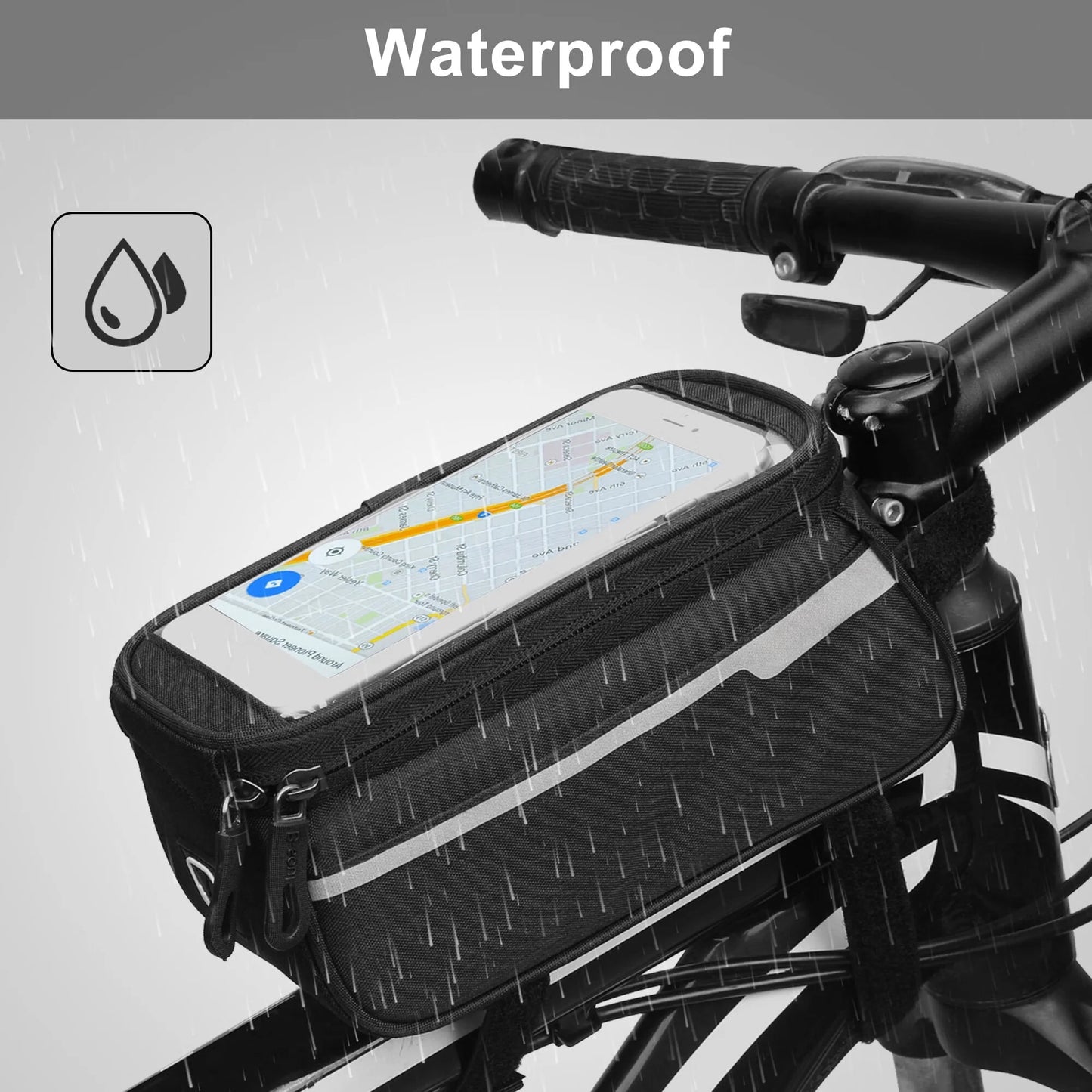 Bike Phone Holder Mount Bag, DISEN Cycle Front Frame Handlebar Storage Bag Waterproof with Sensitive Touch Screen