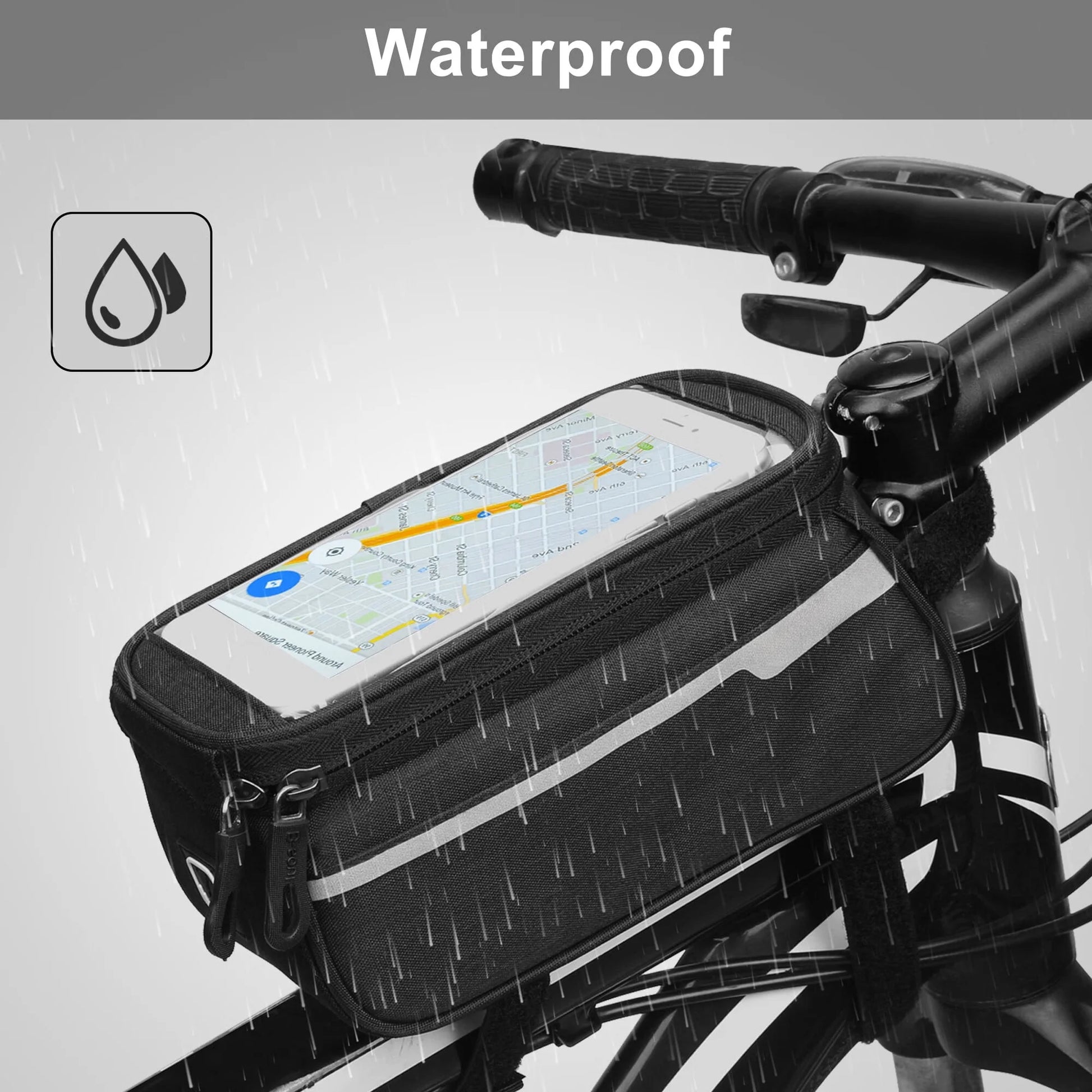Bike Phone Holder Mount Bag, DISEN Cycle Front Frame Handlebar Storage Bag Waterproof with Sensitive Touch Screen