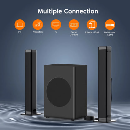 Soundbar with Subwoofer, 2.1 CH Separable Sound Bars for TV, Bluetooth/Hdmi-Arc/Aux/Opt 3D Surround Sound