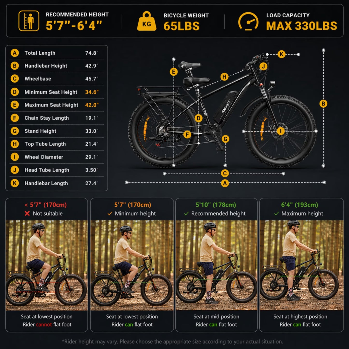 EB26 1000W Peak 1500W Electric Bike for Adults, 48V 15Ah, 26" Fat Tire Ebike, E-Mountain Bicycle, UL2849
