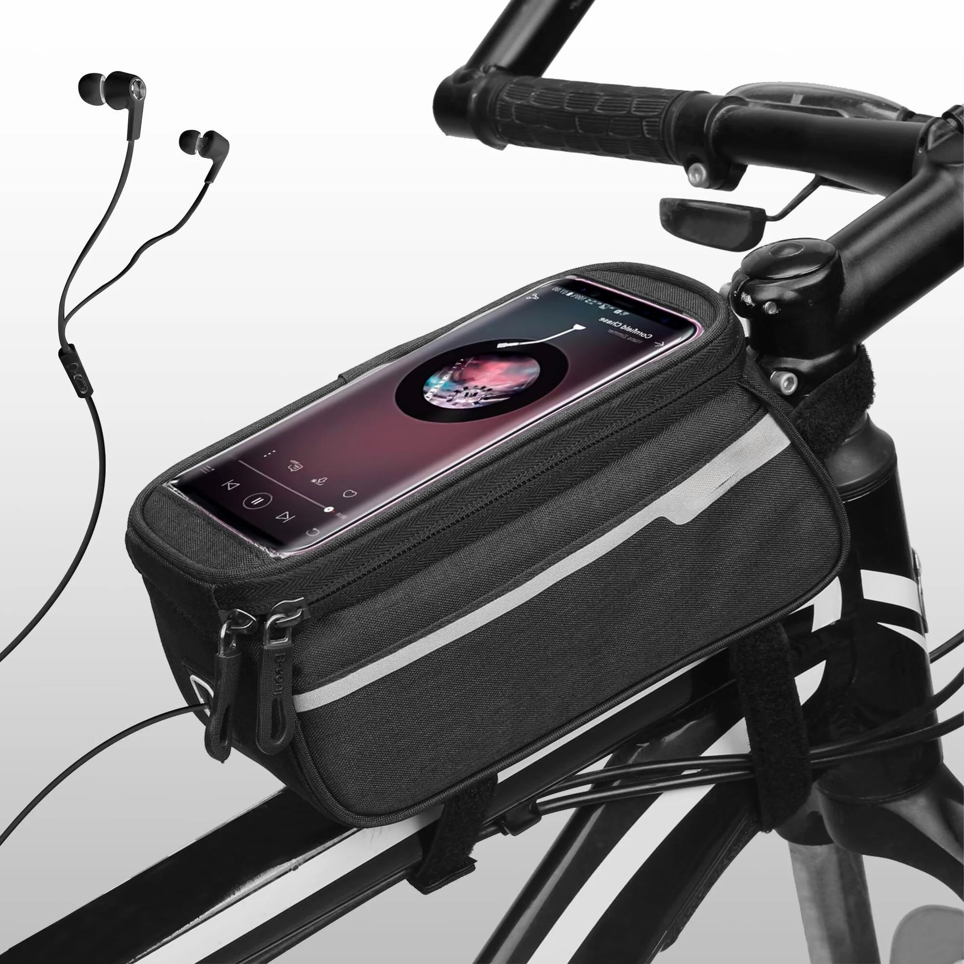 Bike Phone Holder Mount Bag, DISEN Cycle Front Frame Handlebar Storage Bag Waterproof with Sensitive Touch Screen