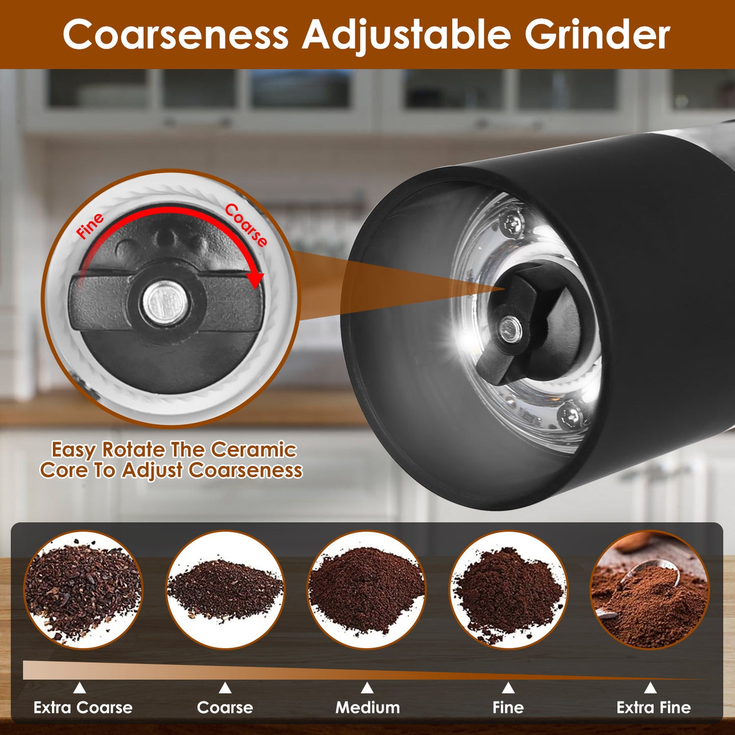 2Pcs Electric Salt and Pepper Grinder Battery Powered Salt Mill Sets with Adjustable Coarseness One Hand Easy Operation Visible Refilling Bottle