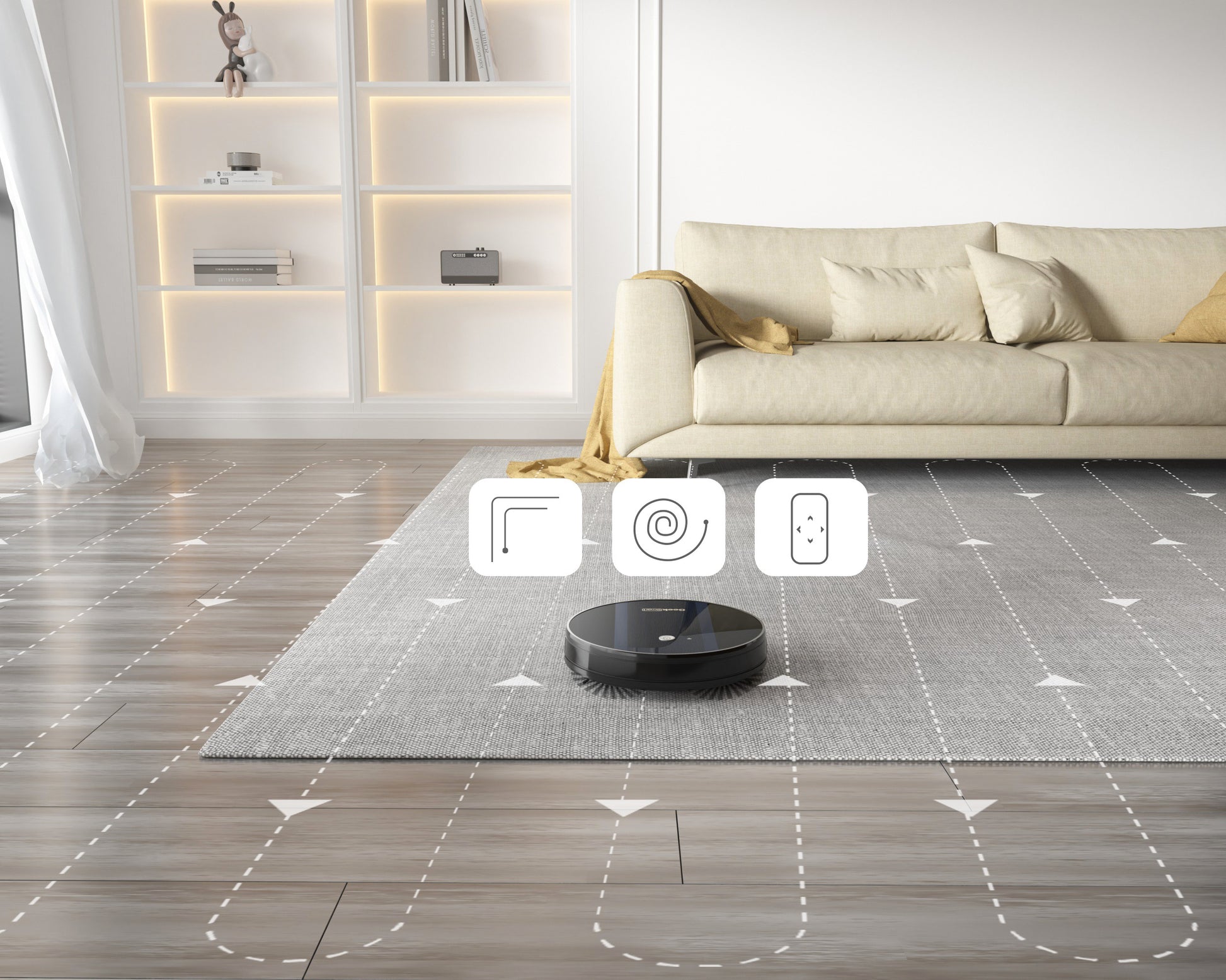 Geek Smart Robot Vacuum Cleaner G6 Plus, Ultra-Thin, 1800Pa Strong Suction, Automatic Self-Charging, Wi-Fi Connectivity, App Control, Custom Cleaning, Great for Hard Floors to Carpets.Ban on Amazon