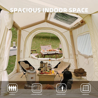 Inflatable Tents for Camping,Suv Tent , Easy Setup Inflatabletent 4 Season Tent, Waterproof Oxford Air Glamping Tents for Camping Adult 4/6/8 Person
