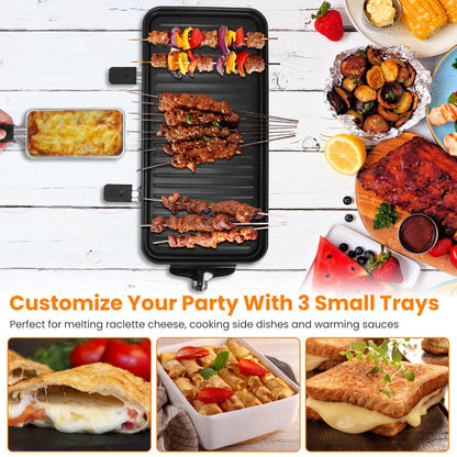 1Pc 2000W Electric Indoor Grill 2 in 1 Electric BBQ Gill with Grill Net Removable Plate 5 Temperature Control 3 Small Trays Dishwasher Safe